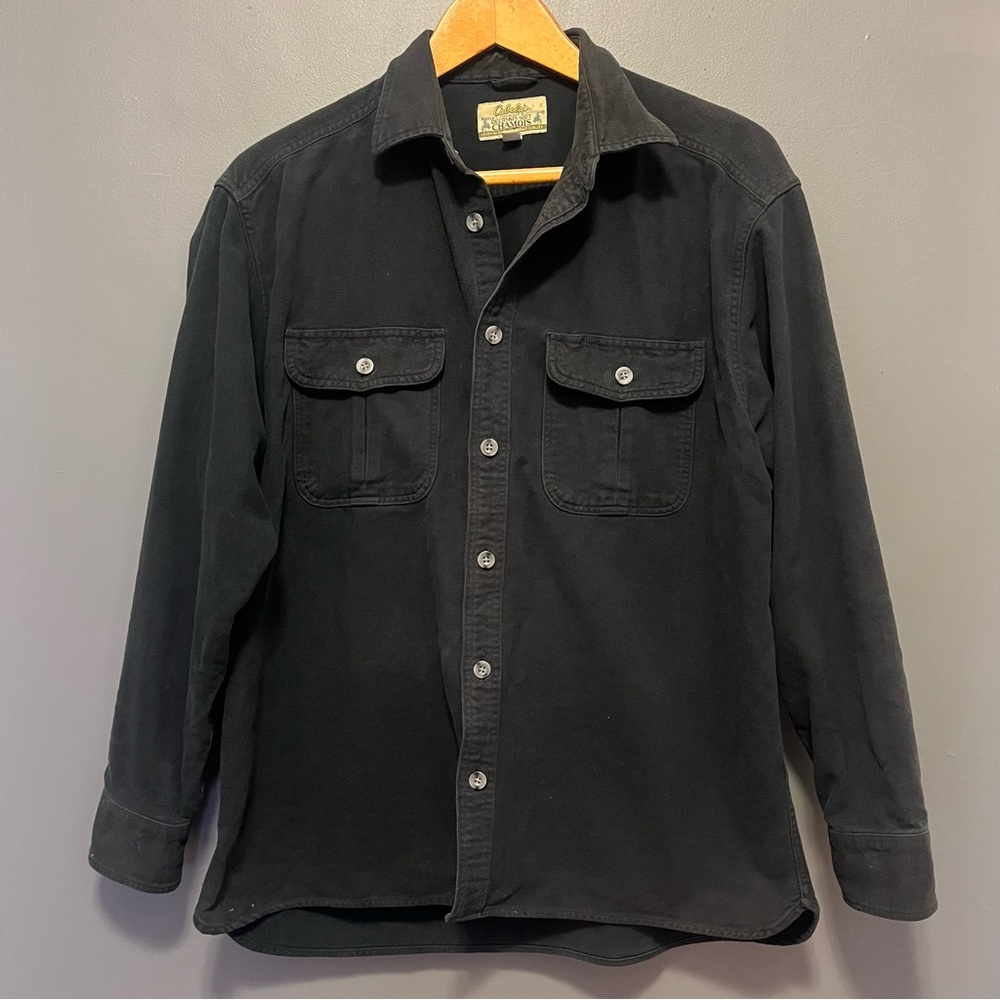 Vintage Cabela’s chamois deerskin soft button down shirt black L - Picture 2 of 11